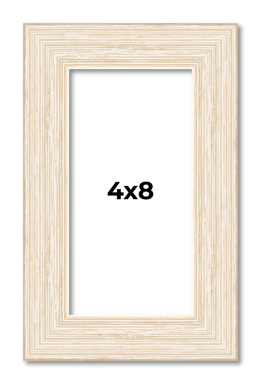 4x8 Wide Barnwood Picture Frame with UV-Resistant Acrylic & Acid Free Backing, Available in 6 Paint Finishes - Grey, Brown, White, and Black